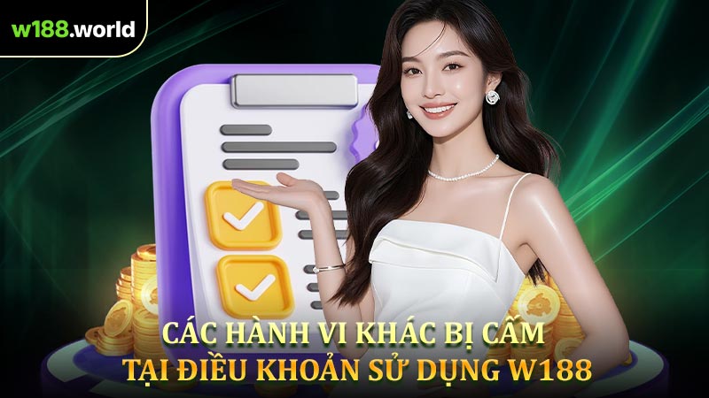 Các hành vi khác bị ngăn cấm tại điều khoản sử dụng W188